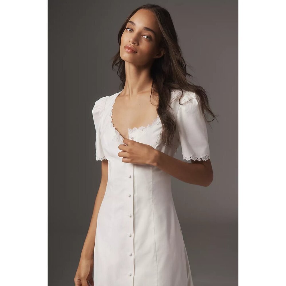 REFORMATION Alida Organic Cotton Button-Up Midi Dress in White Size US 4 - Picture 14 of 15